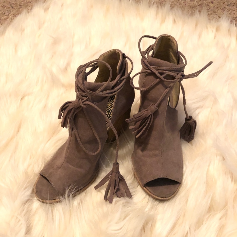 Qupid Open Toe Lace Up Booties. - image 3